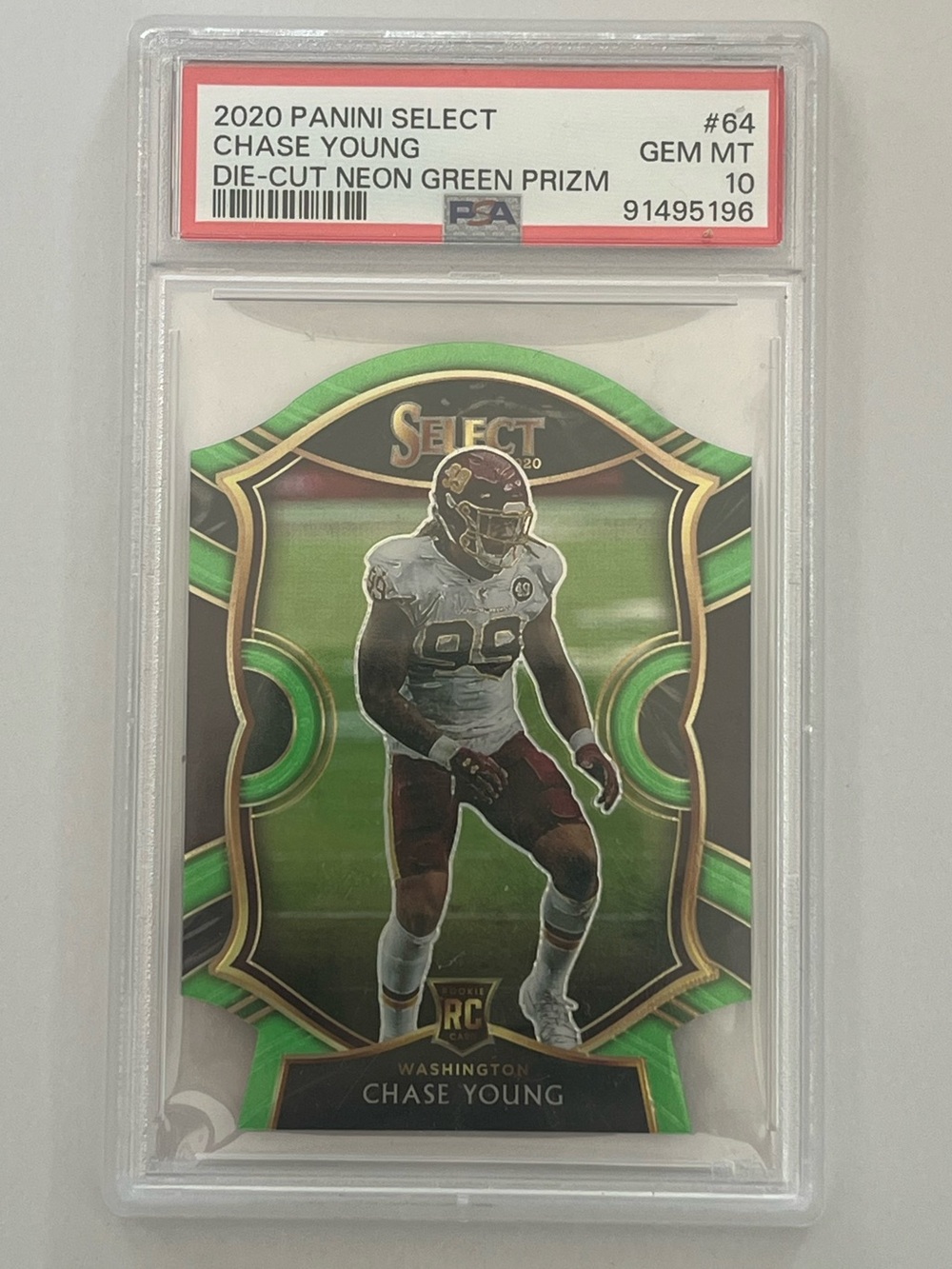 2020 GEM MT Chase Young Green Prism Football Card